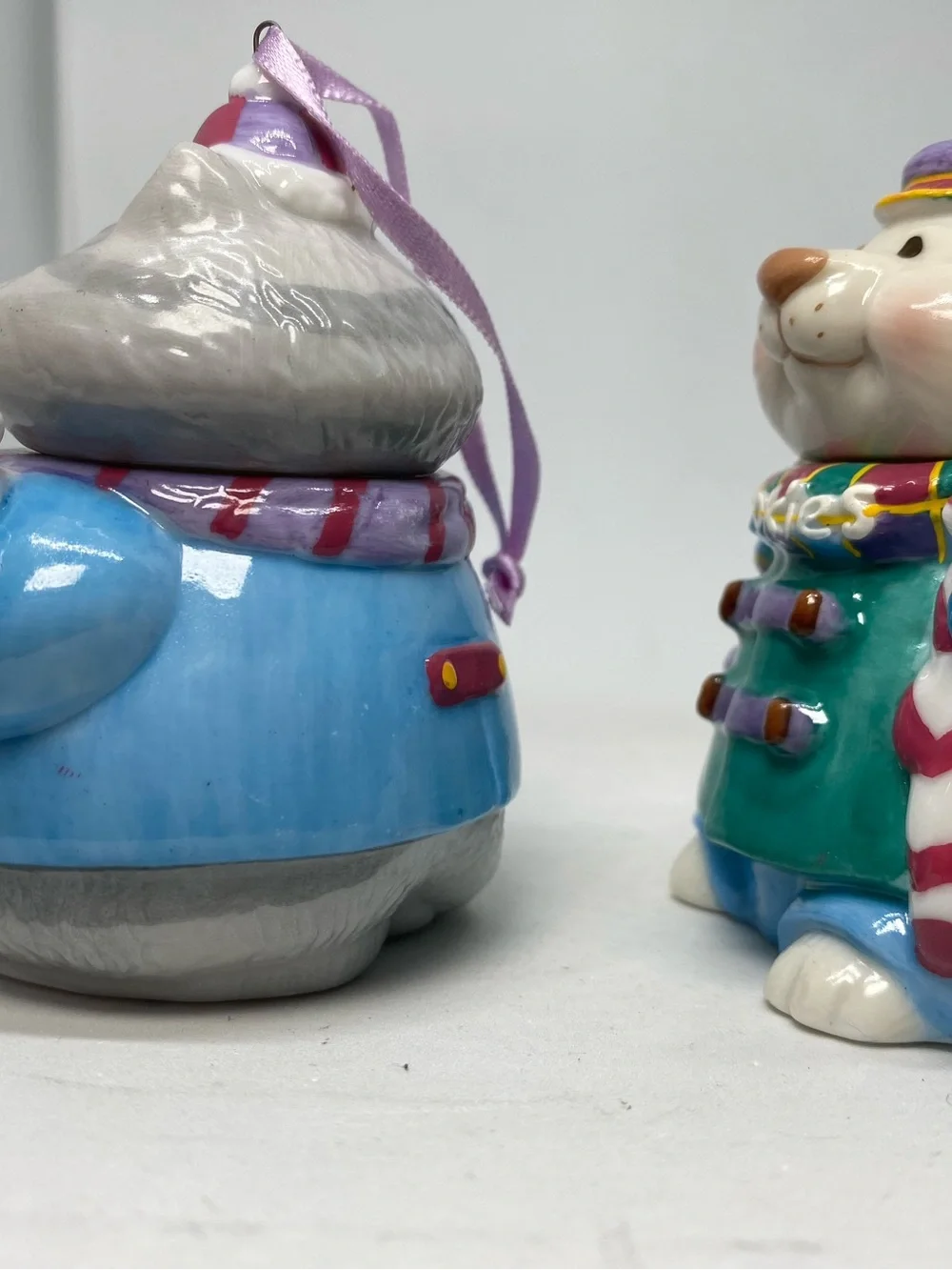 Hallmark 1996 Clyde Dog & Carmen Cat Cookie Jar Ornaments Vintage Set of 2 USED